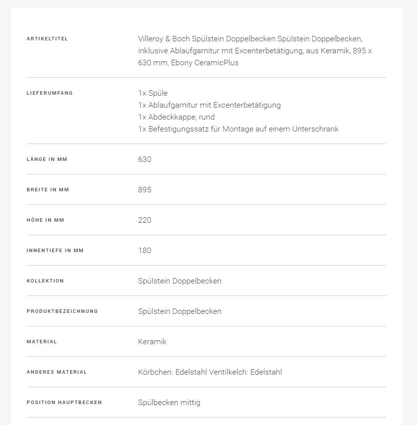 Villeroy & Boch Spülstein Doppel Ebony Keramikspüle – Ansicht 2