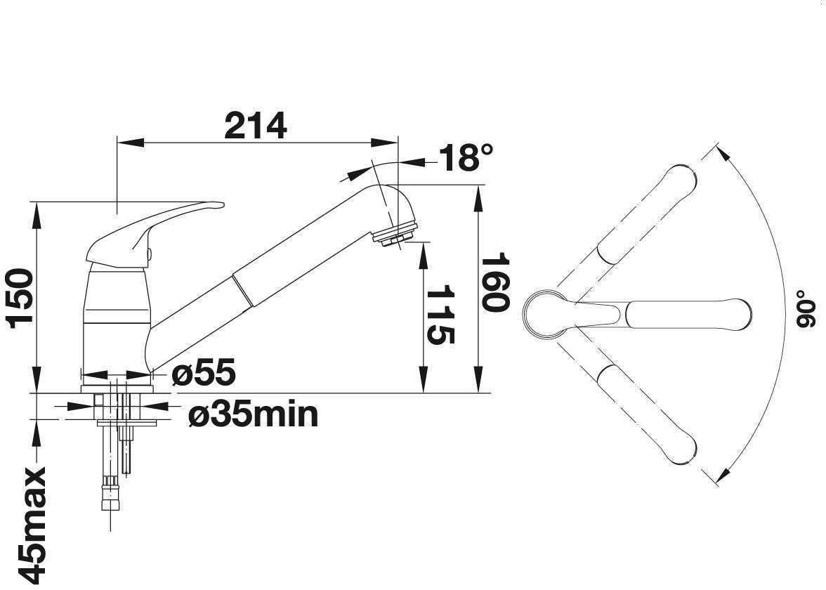 Blanco Daras S-HD Chrom Küchenarmatur – Ansicht 3
