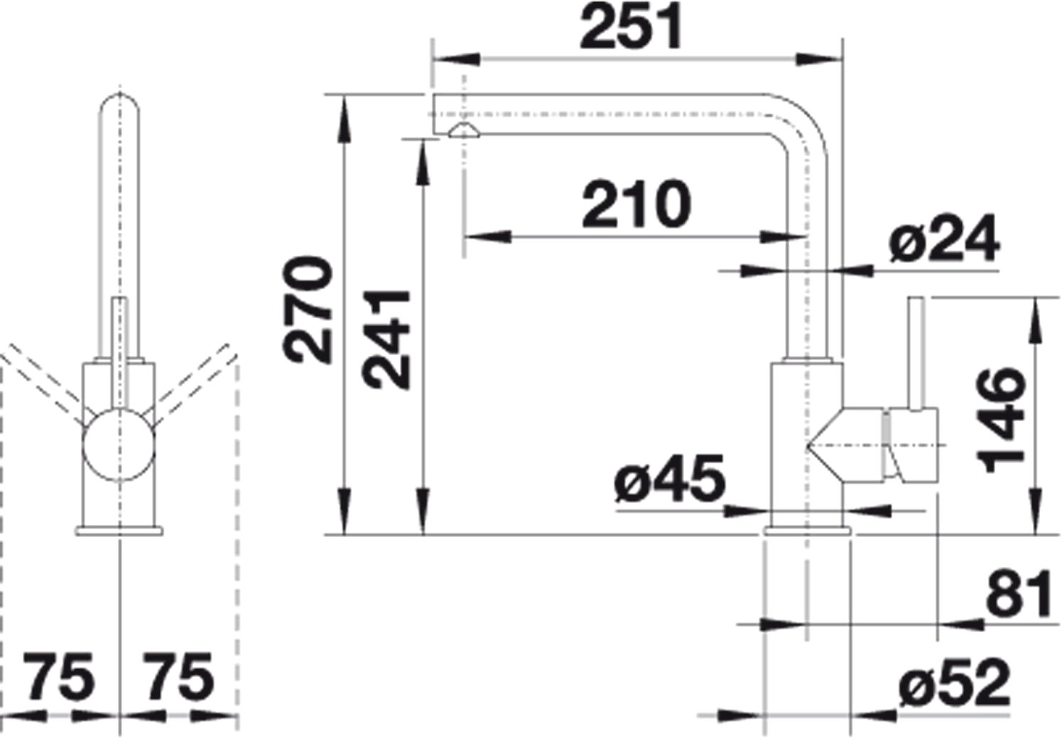 Blanco Mila -HD Chrom Küchenarmatur – Ansicht 3