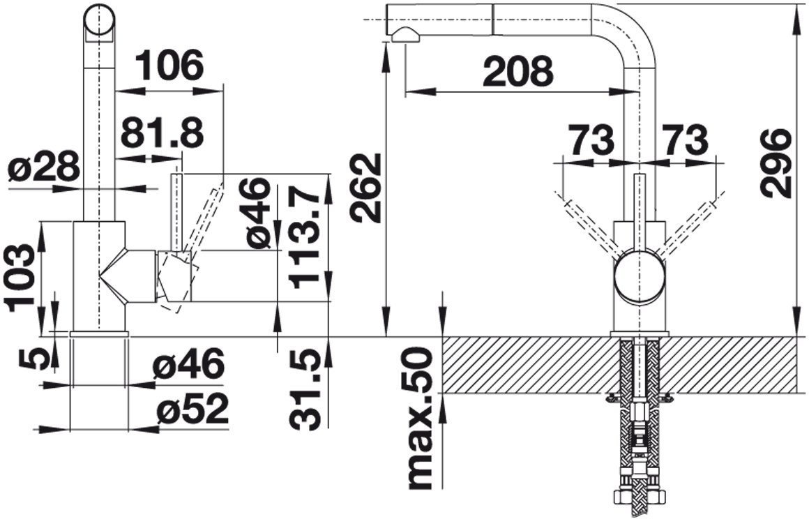 Blanco Mila S-HD Chrom Küchenarmatur – Ansicht 3